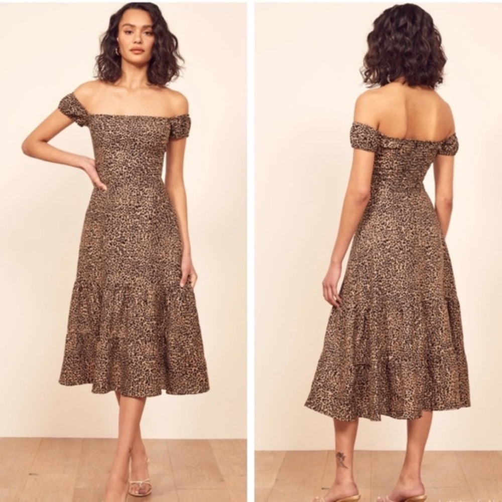 Reformation Toulouse Leopard Midi Dress Size 2